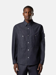 1100008 INDIGO DENIM-RAW Regular-fit overshirt with chest pockets