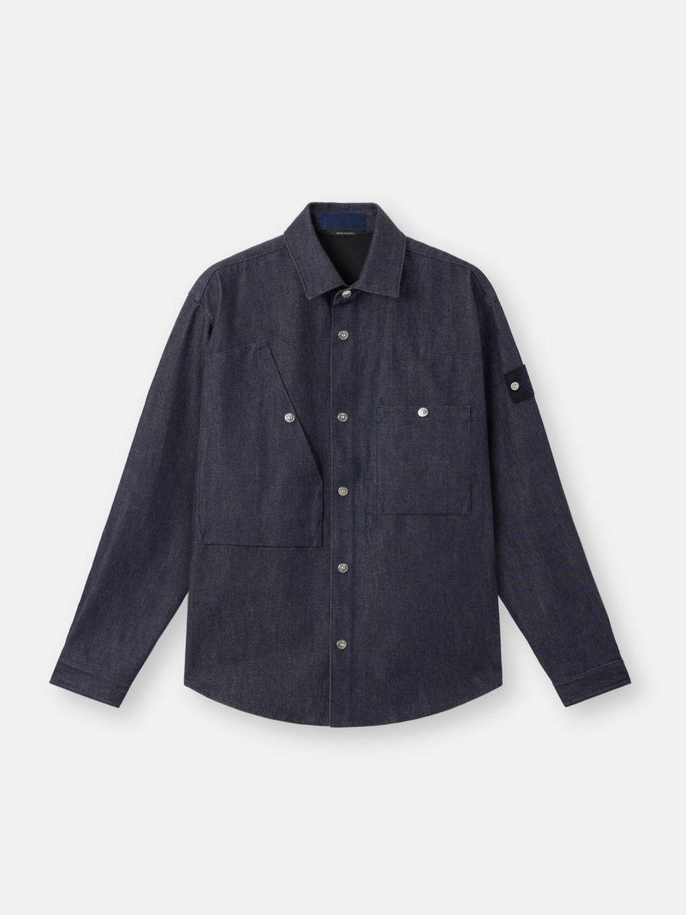 1100008 INDIGO DENIM-RAW Regular-fit overshirt with chest pockets