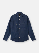 1100008 INDIGO DENIM-RINSED Regular-fit overshirt with pockets and rinsed finish