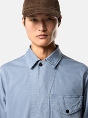 1200001 ORGANIC COTTON STRETCH BROKEN TWILL 'OLD' EFFECT Regular-fit zip-up overshirt pocket