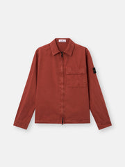 1200008 BRUSHED ORGANIC COTTON CANVAS 'OLD' EFFECT Regular-fit zip-up overshirt with pocket
