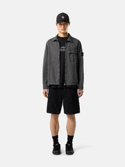 1200008 BRUSHED ORGANIC COTTON CANVAS 'OLD' EFFECT Regular-fit zip-up overshirt with pocket