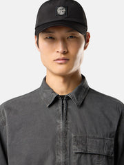 1200008 BRUSHED ORGANIC COTTON CANVAS 'OLD' EFFECT Regular-fit zip-up overshirt with pocket