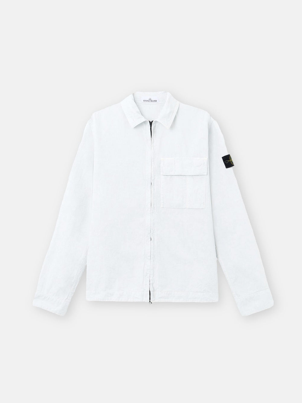 1200008 BRUSHED ORGANIC COTTON CANVAS 'OLD' EFFECT Regular-fit zip-up overshirt with pocket