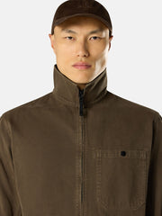 1200014 ORGANIC PANAMA COTTON 'OLD' EFFECT Comfort-fit zip-up overshirt with pocket