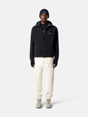 1200034 STRETCH COTTON MOLESKIN Regular-fit hooded zip-up shirt with pockets