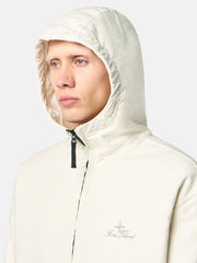 1200034 STRETCH COTTON MOLESKIN Regular-fit hooded zip-up shirt with pockets