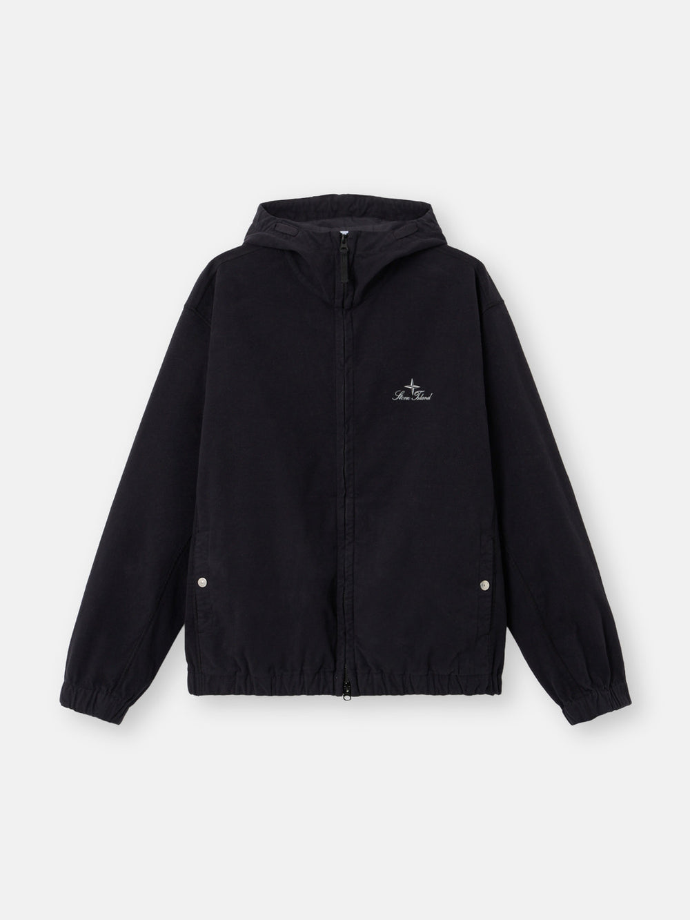 1200034 STRETCH COTTON MOLESKIN Regular-fit hooded zip-up shirt with pockets