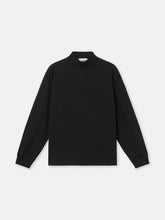 2100006 COMBED ORGANIC COTTON JERSEY Oversized-fit long-sleeve mock neck T-shirt with embroidery