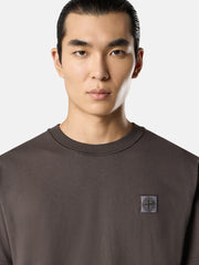 2100029 ORGANIC COTTON JERSEY 'FISSATO' EFFECT Slim-fit short-sleeve T-shirt with Compass patch