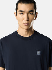 2100029 ORGANIC COTTON JERSEY 'FISSATO' EFFECT Slim-fit short-sleeve T-shirt with Compass patch