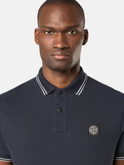 2200007 95% ORGANIC COTTON / 5% ELASTANE PIQUÉ Slim-fit short-sleeve polo shirt with striped details
