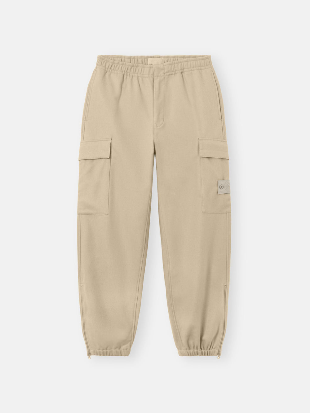 3100021 WOOL NYLON FLANNEL_STONE ISLAND GHOST Loose-fit cargo trousers with elasticated zipped cuffs