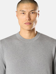 5100023 MICRO STITCH SOFT ORGANIC COTTON Loose-fit crewneck jumper with ribbed trims