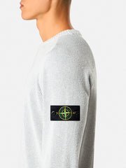 5100033 PLATED RIB COTTON BOUCLÉ Loose-fit crewneck jumper with raglan sleeves