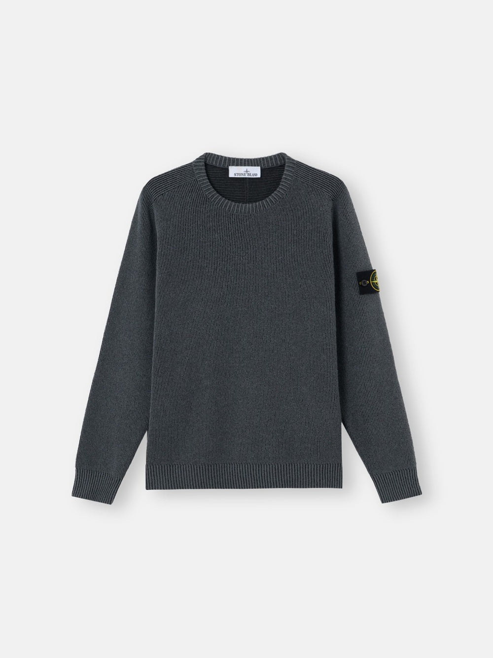 5100033 PLATED RIB COTTON BOUCLÉ Loose-fit crewneck jumper with raglan sleeves