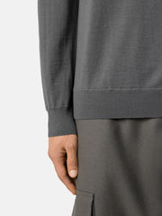 5100076 PURE LIGHT RWS WOOL_STONE ISLAND GHOST Long-sleeve polo jumper with ribbed trims