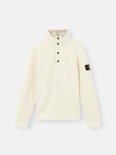 6100080 ORGANIC COTTON DIAGONAL FLEECE Regular-fit snap-neck sweatshirt with knit insert