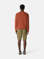 L100018 ORGANIC COTTON STRETCH BROKEN TWILL 'OLD' EFFECT Slim-fit cargo shorts with asymmetrical seams