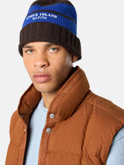 N100006 PURE WOOL_STONE ISLAND MARINA Beanie with contrasting stripes and ribbed cuff