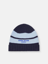 N100006 PURE WOOL_STONE ISLAND MARINA Beanie with contrasting stripes and ribbed cuff