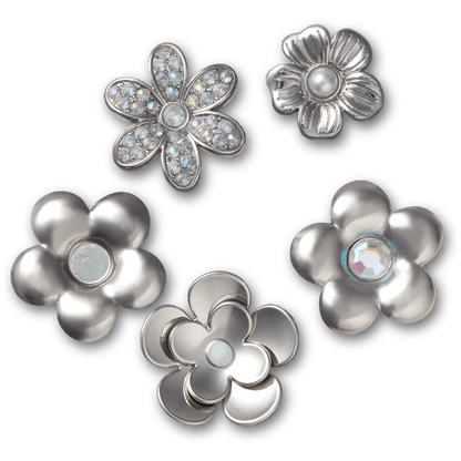 Monochrome Slvr Flwrs 5 Pack Jibbitz™ charms | Crocs near me