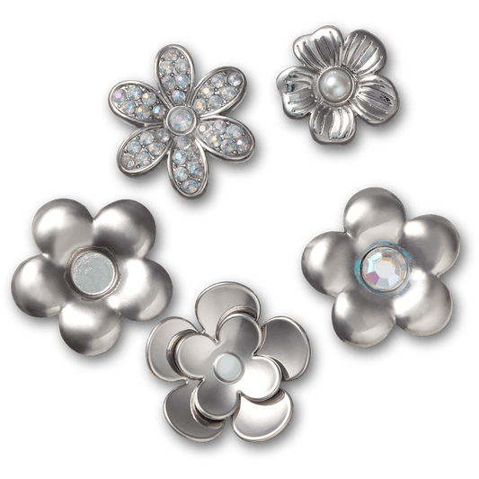 Monochrome Slvr Flwrs 5 Pack Jibbitz™ charms | Crocs near me