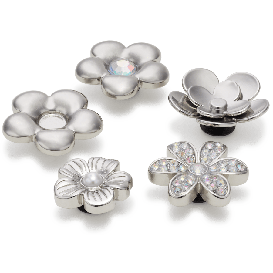 Monochrome Slvr Flwrs 5 Pack Jibbitz™ charms | Crocs near me