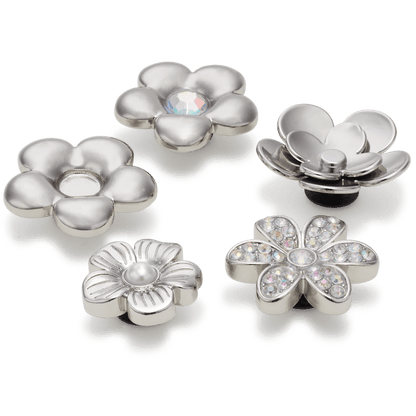 Monochrome Slvr Flwrs 5 Pack Jibbitz™ charms | Crocs near me