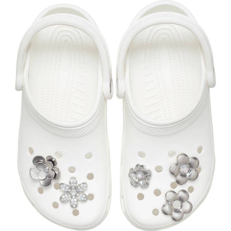 Monochrome Slvr Flwrs 5 Pack Jibbitz™ charms | Crocs near me