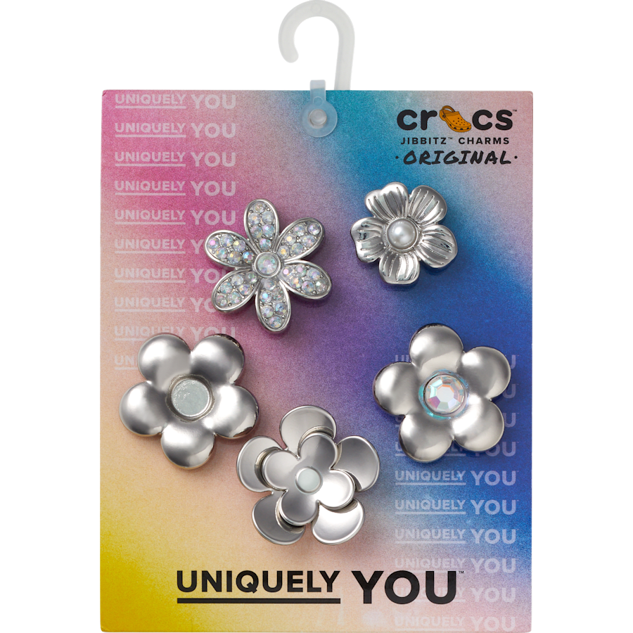 Monochrome Slvr Flwrs 5 Pack Jibbitz™ charms | Crocs near me