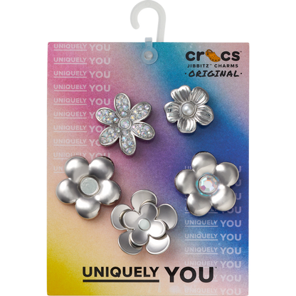 Monochrome Slvr Flwrs 5 Pack Jibbitz™ charms | Crocs near me