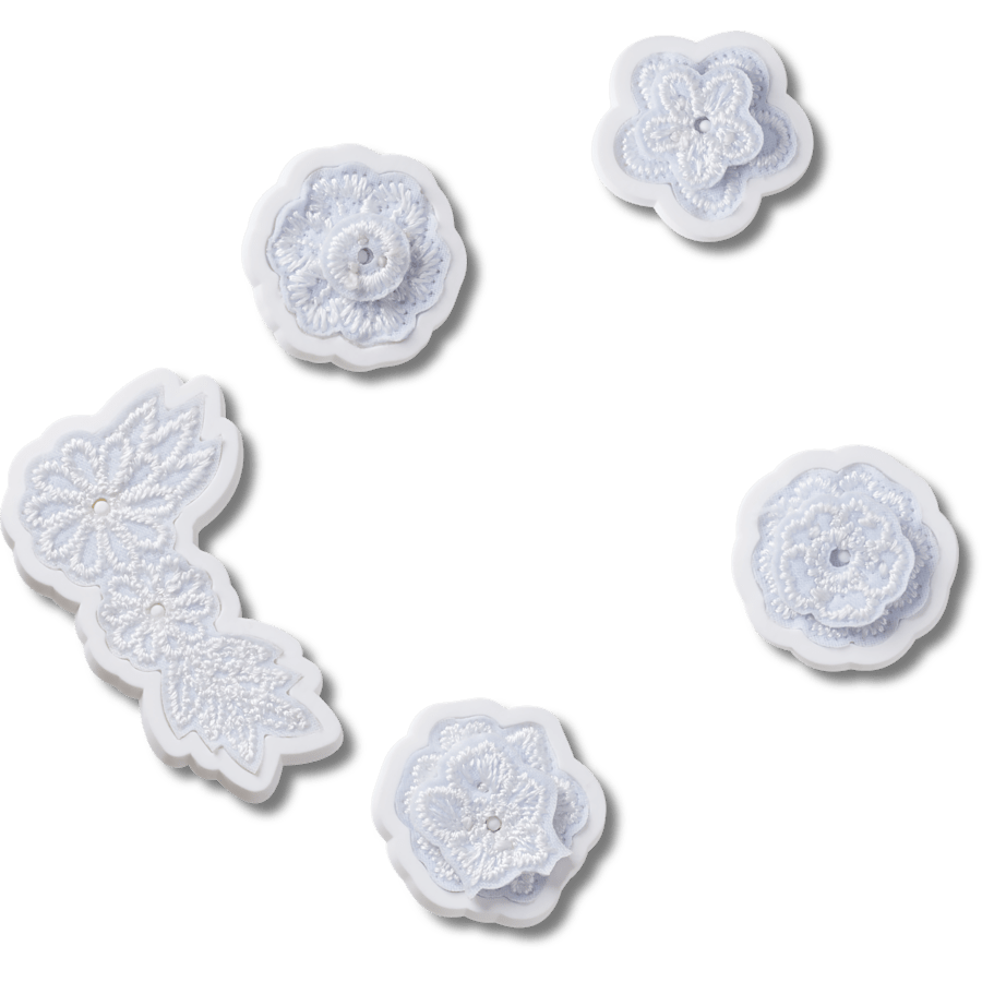 White Elegant Floral 5 Pack Jibbitz™ charms | Crocs on sale