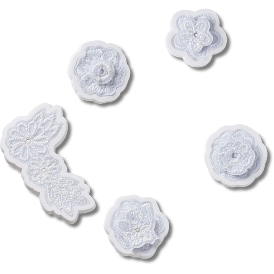 White Elegant Floral 5 Pack Jibbitz™ charms | Crocs on sale