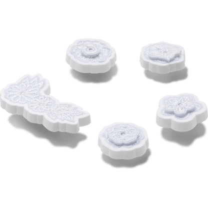White Elegant Floral 5 Pack Jibbitz™ charms | Crocs on sale