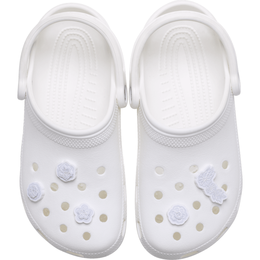 White Elegant Floral 5 Pack Jibbitz™ charms | Crocs on sale