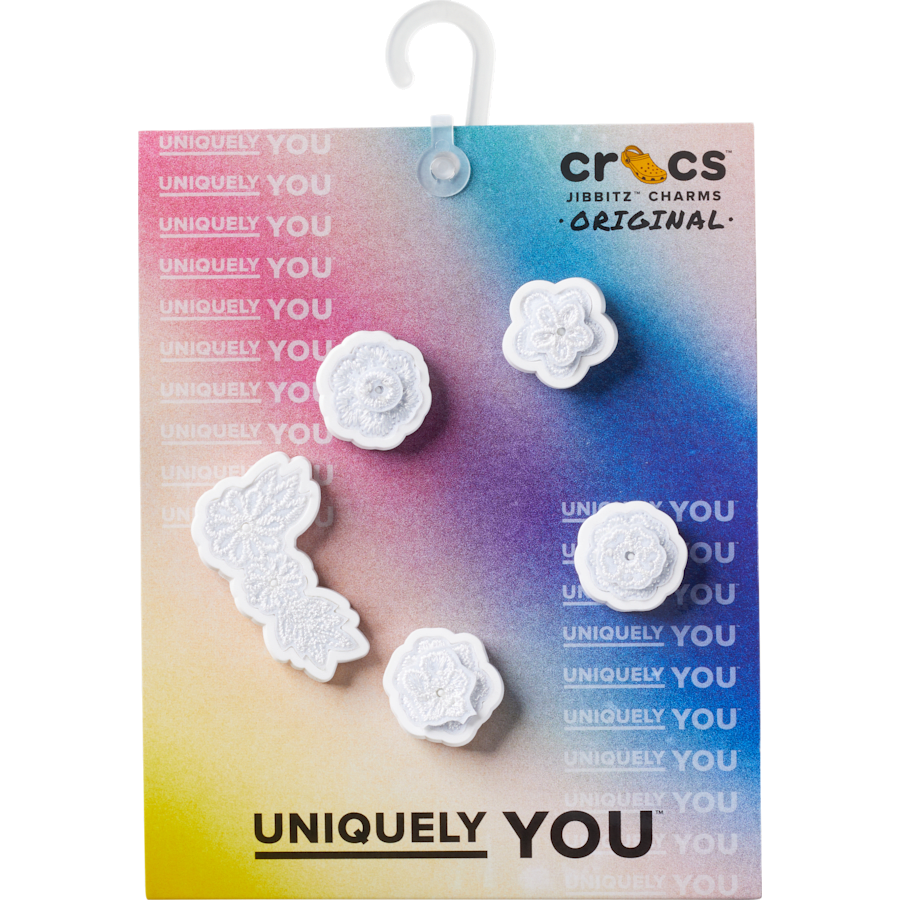 White Elegant Floral 5 Pack Jibbitz™ charms | Crocs on sale