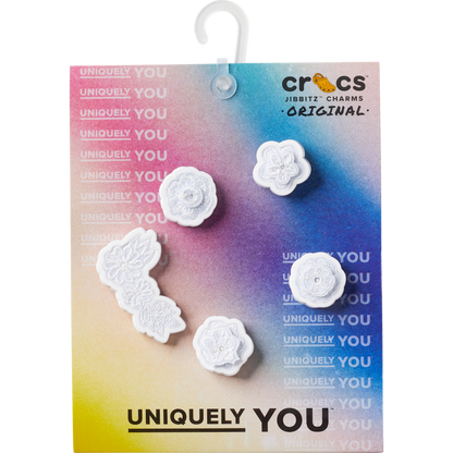 White Elegant Floral 5 Pack Jibbitz™ charms | Crocs on sale