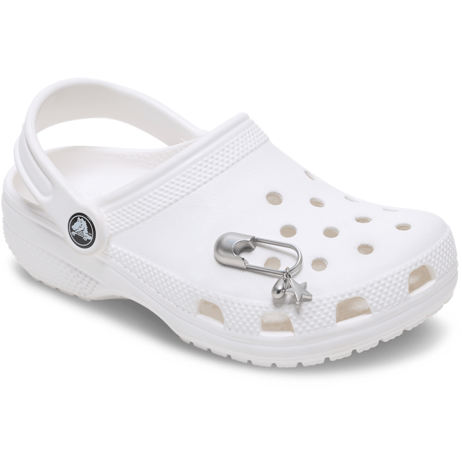 Silver Meta Safety Pin Jibbitz™ charms | Crocs on sale