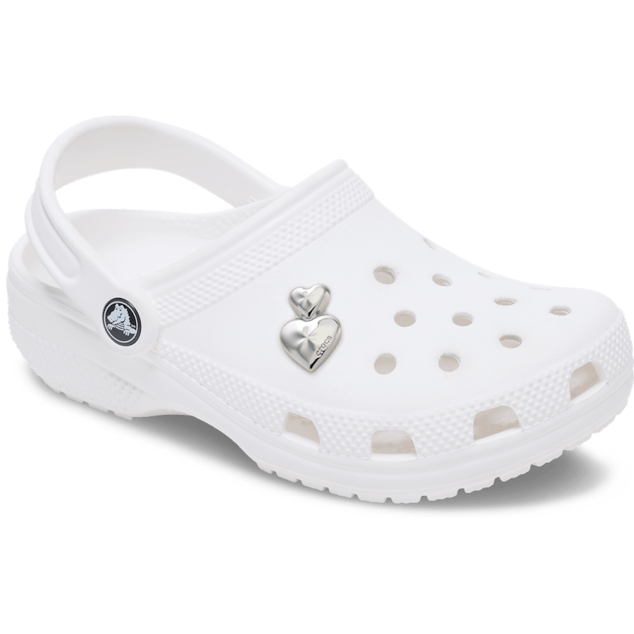Silver Double Heart Jibbitz™ charms | Crocs for sale