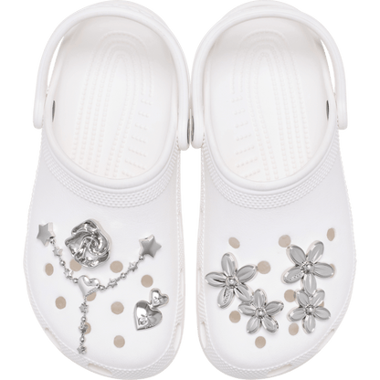 Silver Meta Floral 5 Pack Jibbitz™ charms | Crocs on sale