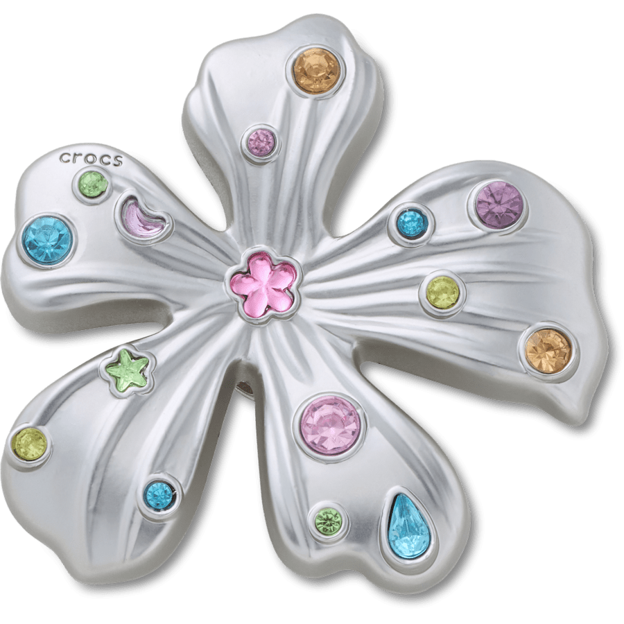 Silver Meta Gem Flower Jibbitz™ charms | Crocs US