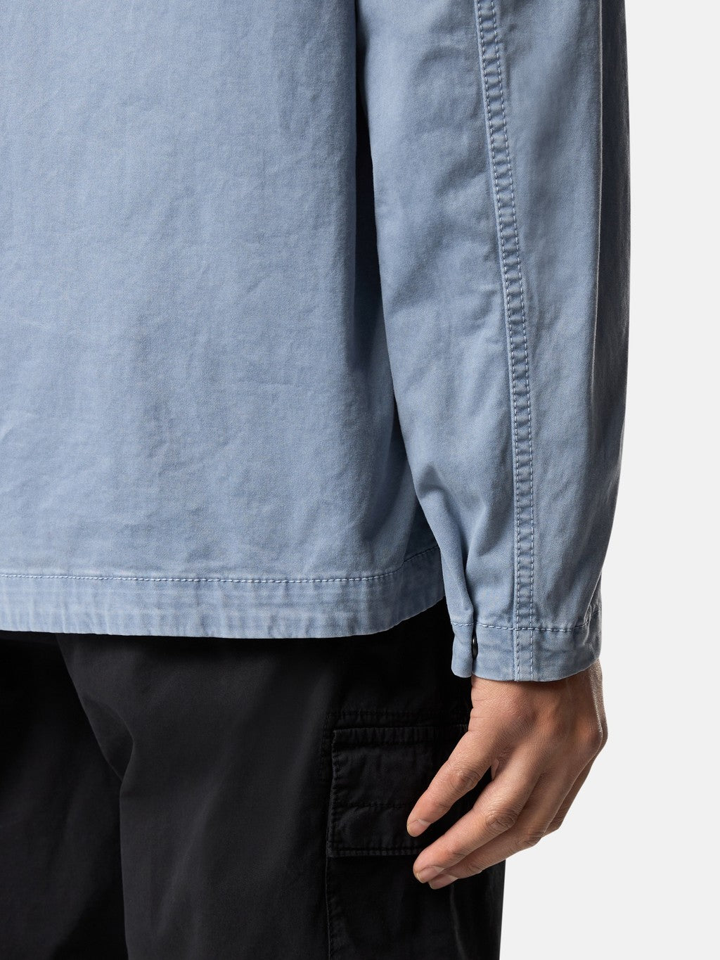 1200001 ORGANIC COTTON STRETCH BROKEN TWILL 'OLD' EFFECT Regular-fit zip-up overshirt pocket