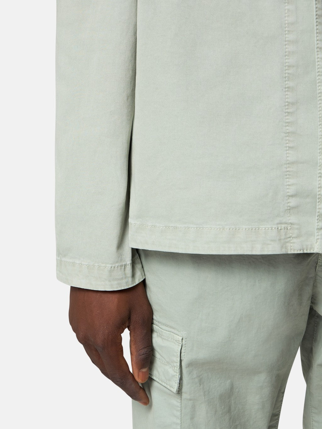 1200001 ORGANIC COTTON STRETCH BROKEN TWILL 'OLD' EFFECT Regular-fit zip-up overshirt pocket