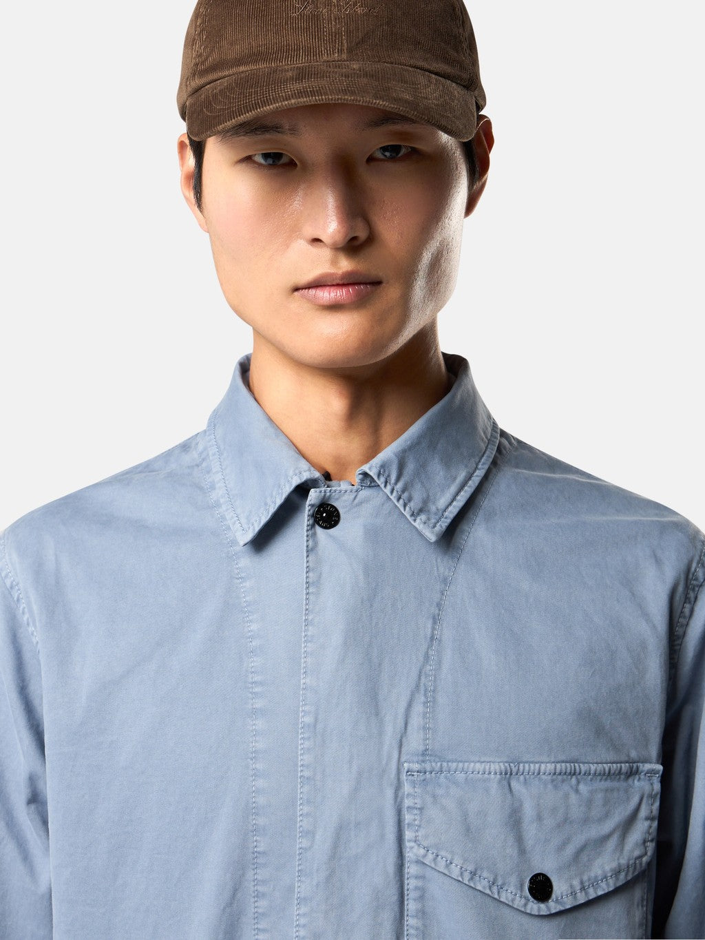 1200001 ORGANIC COTTON STRETCH BROKEN TWILL 'OLD' EFFECT Regular-fit zip-up overshirt pocket