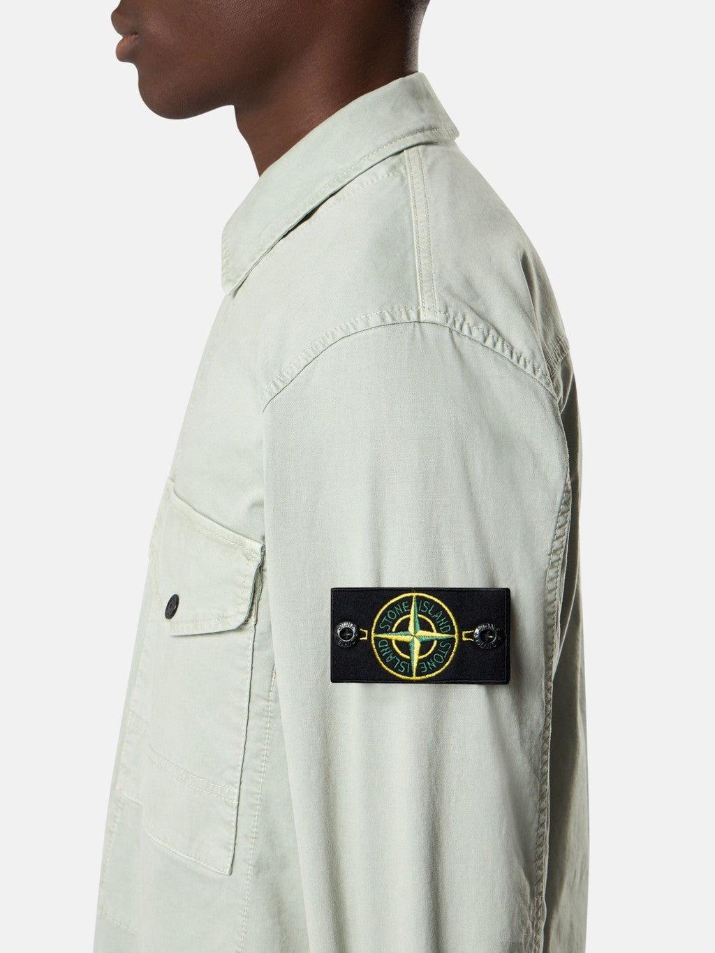 1200001 ORGANIC COTTON STRETCH BROKEN TWILL 'OLD' EFFECT Regular-fit zip-up overshirt pocket