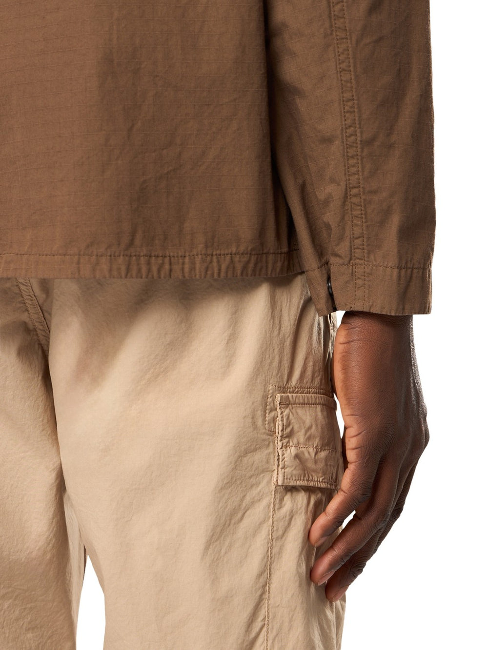 1200005 MERCERISED ORGANIC COTTON RIPSTOP Comfort-fit zip-up overshirt with pockets