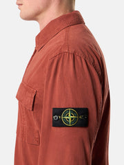 1200008 BRUSHED ORGANIC COTTON CANVAS 'OLD' EFFECT Regular-fit zip-up overshirt with pocket