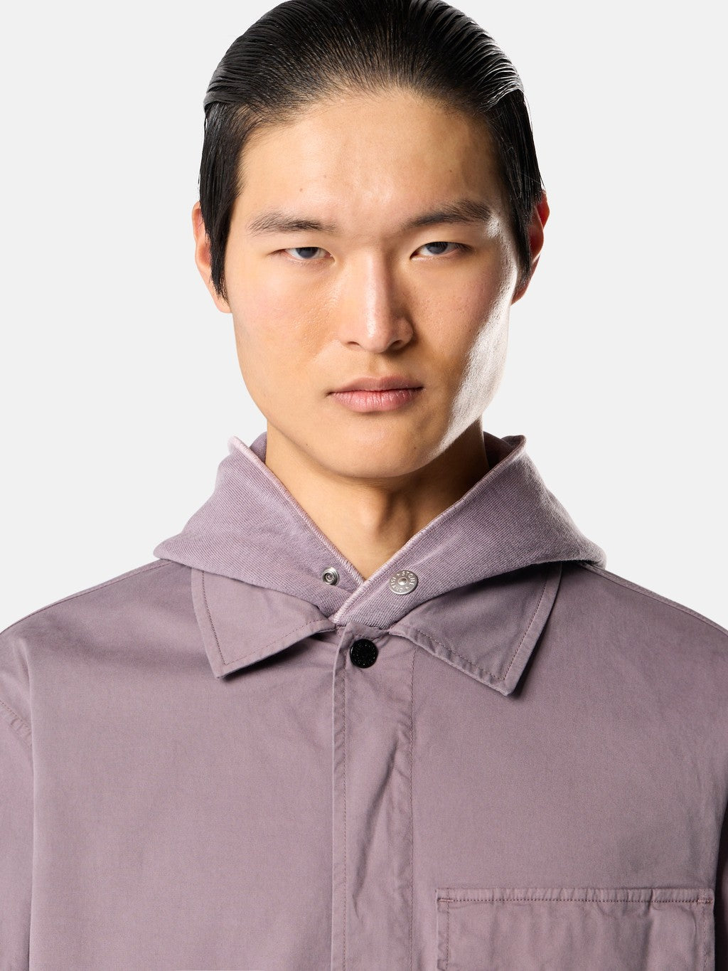 1200013 STRETCH ORGANIC COTTON TWILL Regular-fit overshirt with concealed zip