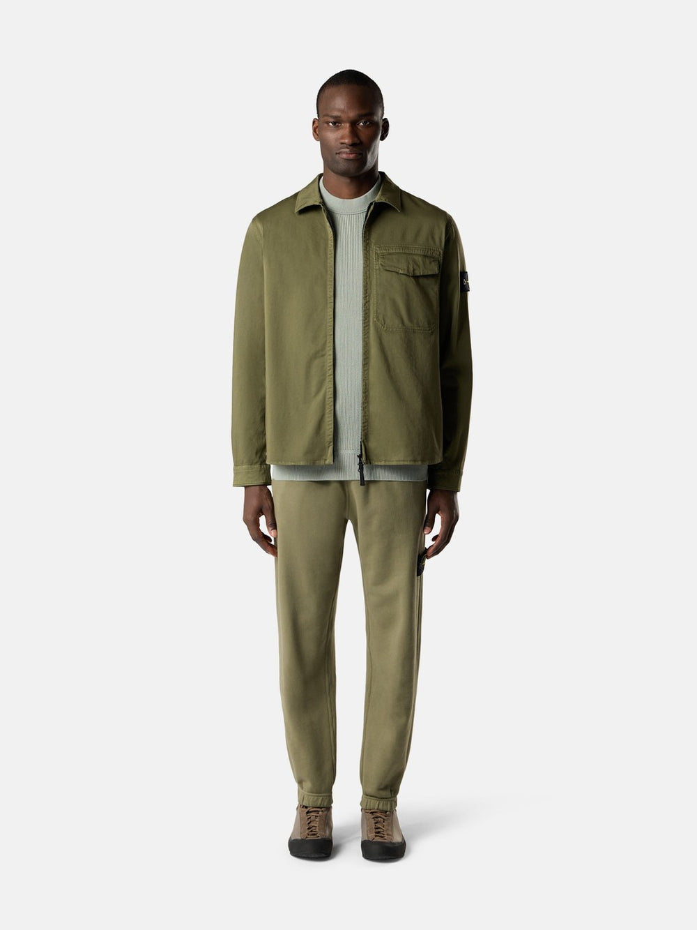 1200015 STRETCH ORGANIC COTTON SATIN Regular-fit overshirt with concealed zip